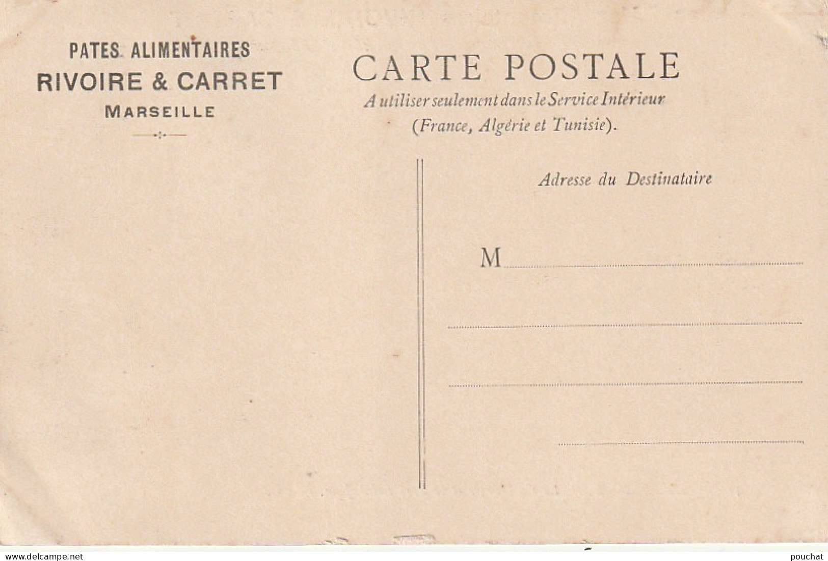 ALnw 1-(13) CARTE PUBLICITAIRE PATES RIVOIRE ET CARRET- MARSEILLE - LA CATHEDRALE ET LE PORT SAINT JEAN - Publicité