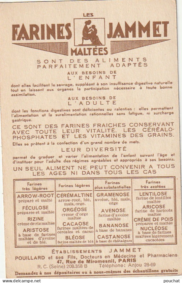 ALnw 2- " L' ANJOU " ( LES VIEILLES PROVINCES DE FRANCE )- ILLUSTRATEUR J. DROIT - PUBLICITE FARINES JAMMET- 2 SCANS - Publicités