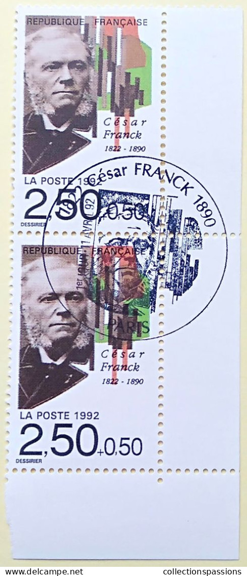 - N° 2747. Paire En Coin De Feuille. Personnages Célèbres. Musiciens. César Franck. Oblitéré Premier Jour - - Used Stamps