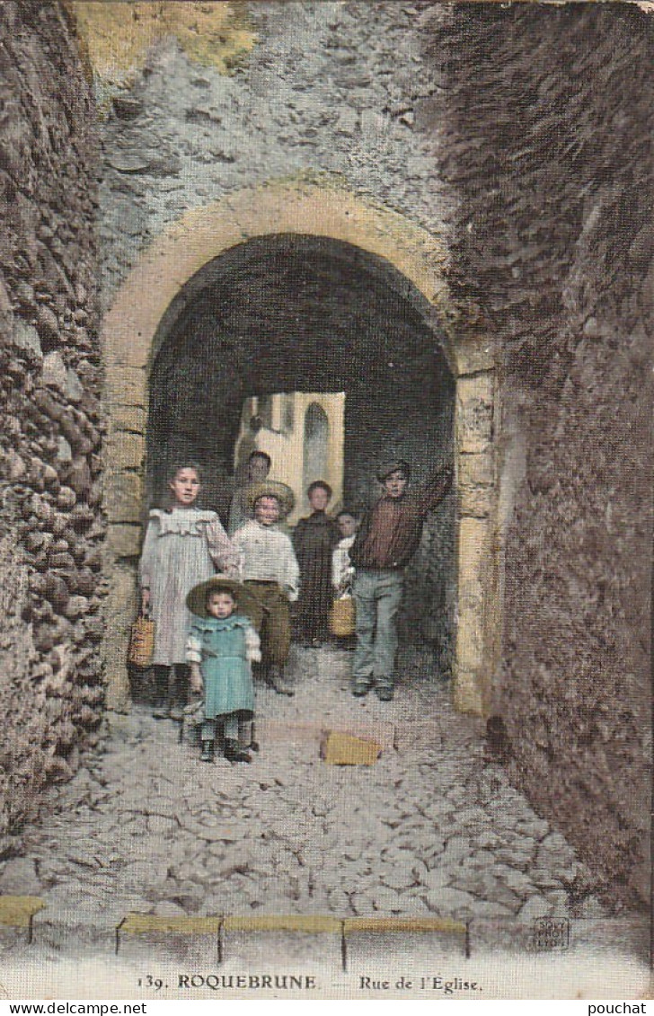 ALnw 8-(06) ROQUEBRUNE - RUE DE L' EGLISE - ANIMATION - ENFANTS - CARTE COLORISEE - 2 SCANS - Roquebrune-Cap-Martin