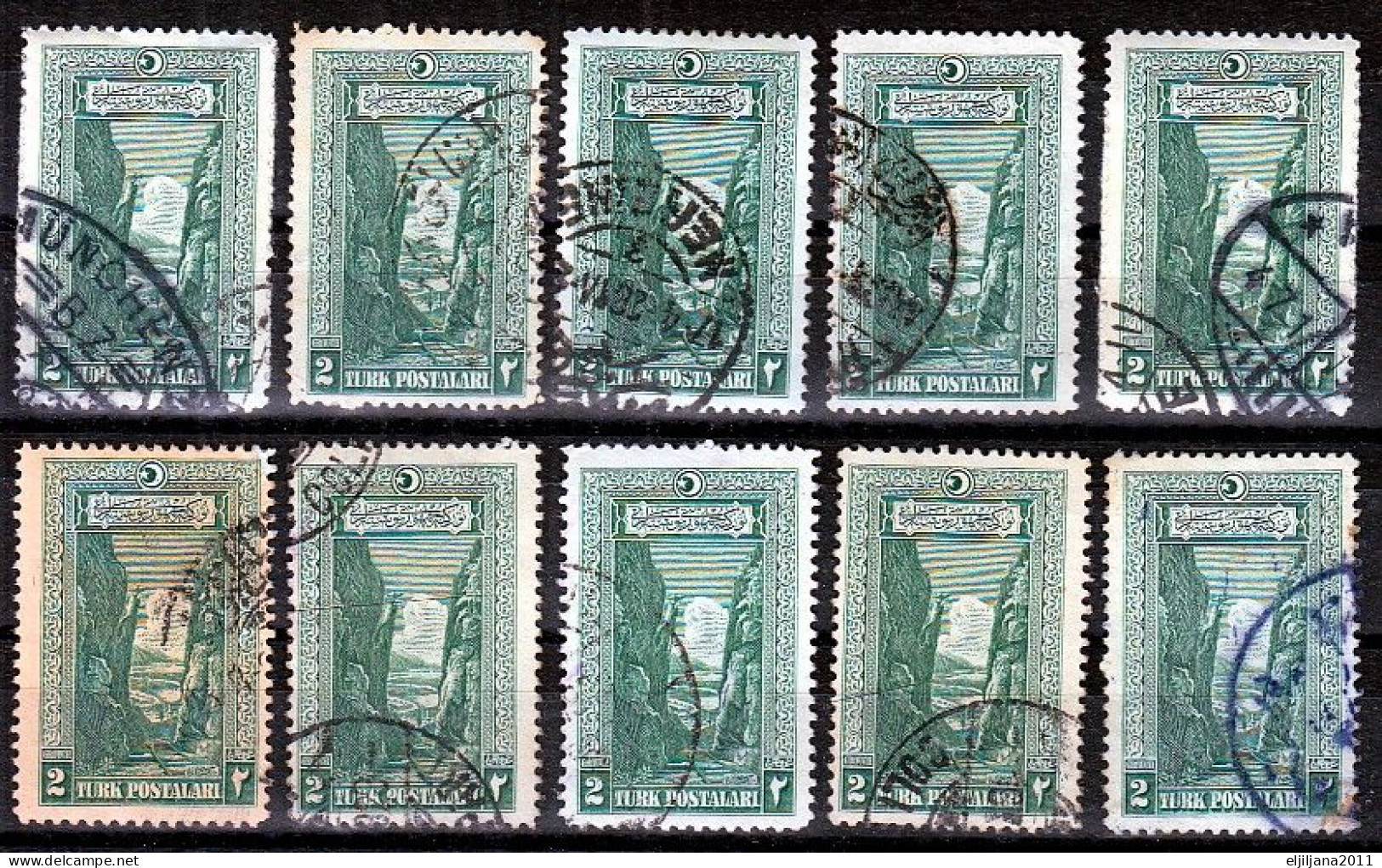 Turkey / Türkei 1926 ⁕ Sakarya Canyon (Sakarya-Schlucht)  2 Ghr. Mi.846 ⁕ 10v Used - Used Stamps
