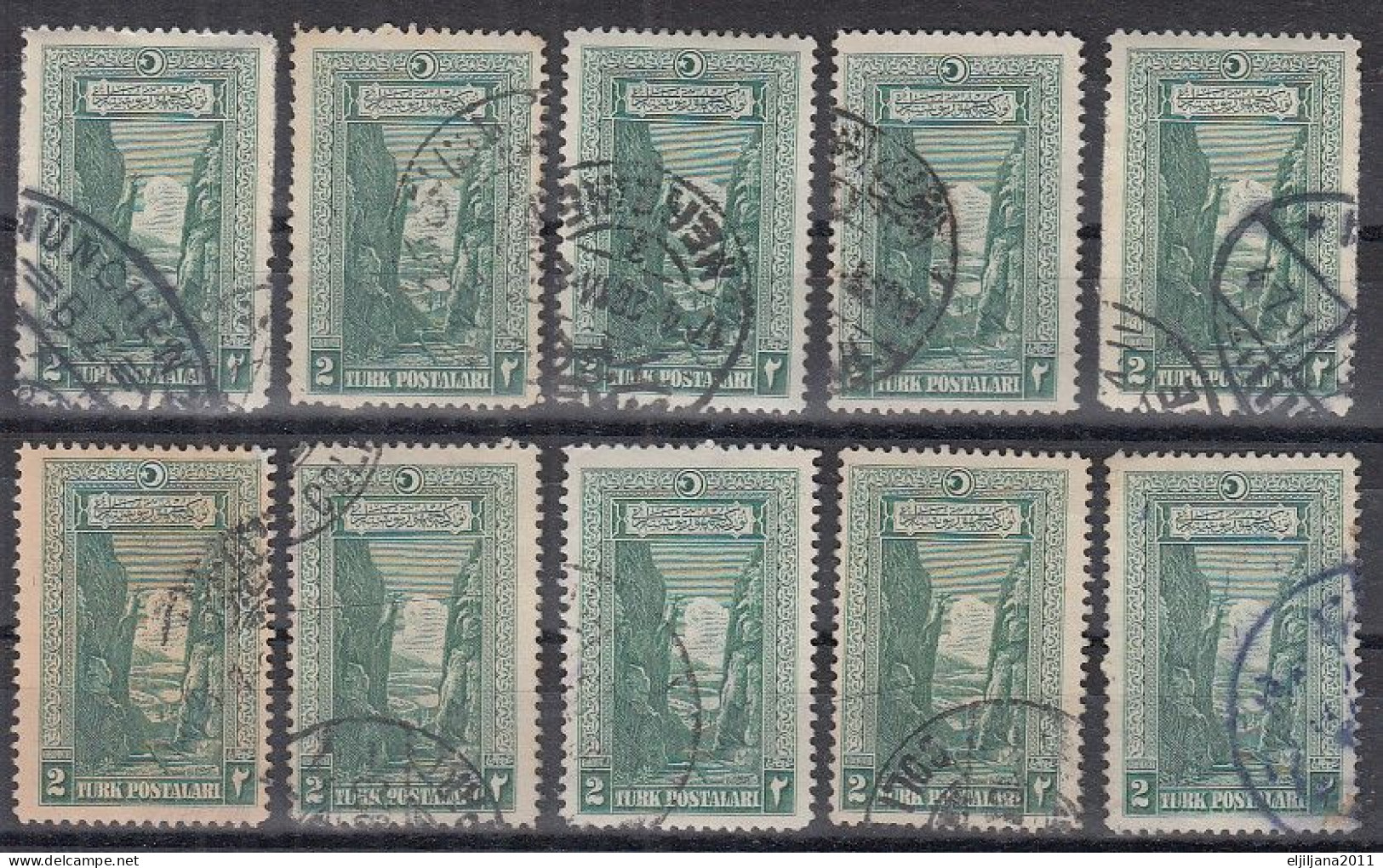 Turkey / Türkei 1926 ⁕ Sakarya Canyon (Sakarya-Schlucht)  2 Ghr. Mi.846 ⁕ 10v Used - Usati