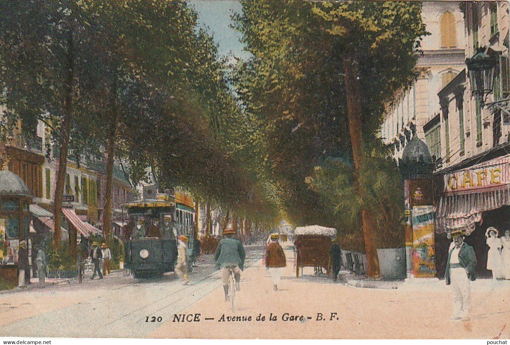 ALnw 8-(06) NICE - AVENUE DE LA GARE - TRAMWAY - ANIMATION - CARTE COLORISEE - EDIT. BAYLONE FRERES , NICE 2 SCANS - Transport Urbain - Auto, Autobus Et Tramway