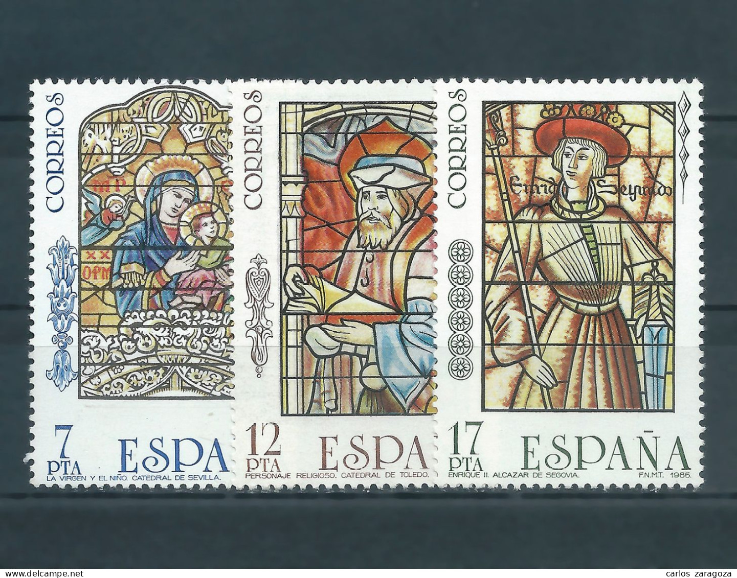 1985 ESPAÑA—VIDRIERAS ** 2815/2817, YT 2434/2436, Mi 2699/2701 Serie Completa - Nuovi