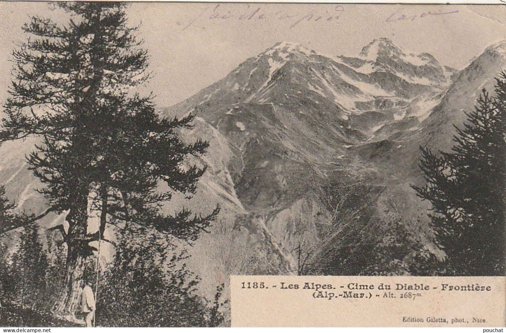 ALnw 9-(06) LES ALPES - CIME DU DIABLE - FRONTIERE - EDIT. GILETTA , PHOT. , NICE - 2 SCANS - Autres & Non Classés