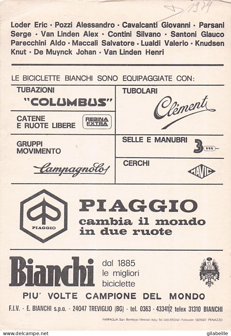 Vélo Coureur Cycliste Squadra Bianchi Faema 1979 -  Cycling - Cyclisme - Ciclismo - Wielrennen - Signée - Wielrennen