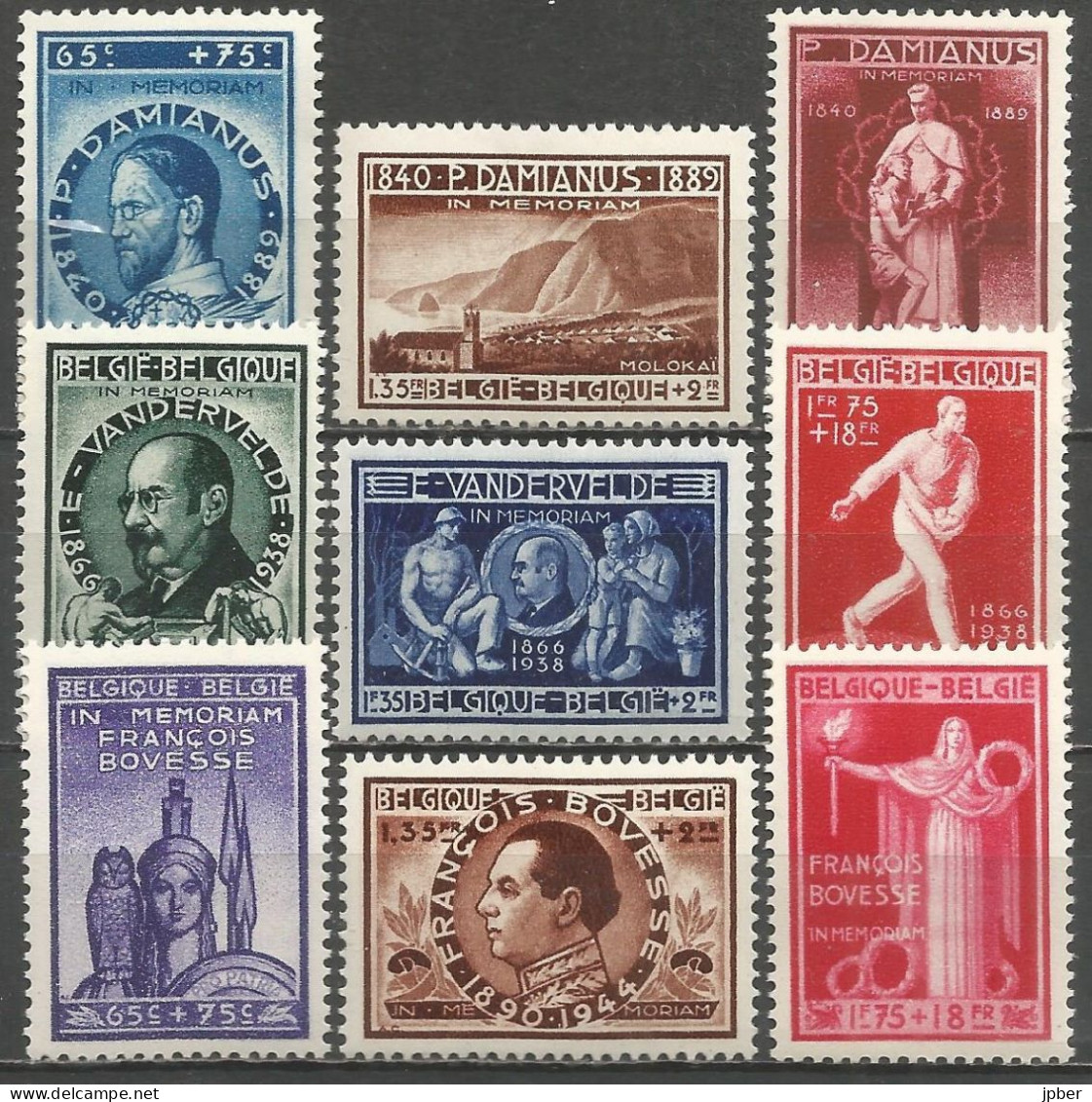 Belgique - Père Damien, Emile Vandervelde, François Bovesse N°728 à 736 ** - Unused Stamps