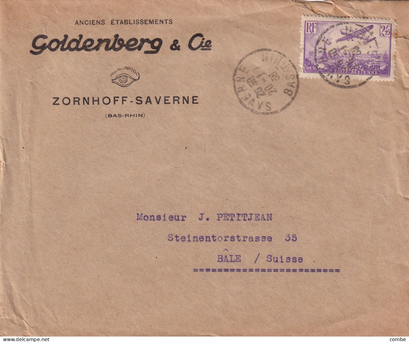 LETTRE. 20 1 39. ZORNHOFF. SAVERNE. PA N° 10 SEUL. SAVERNE POUR BALE SUISSE - Cartas & Documentos