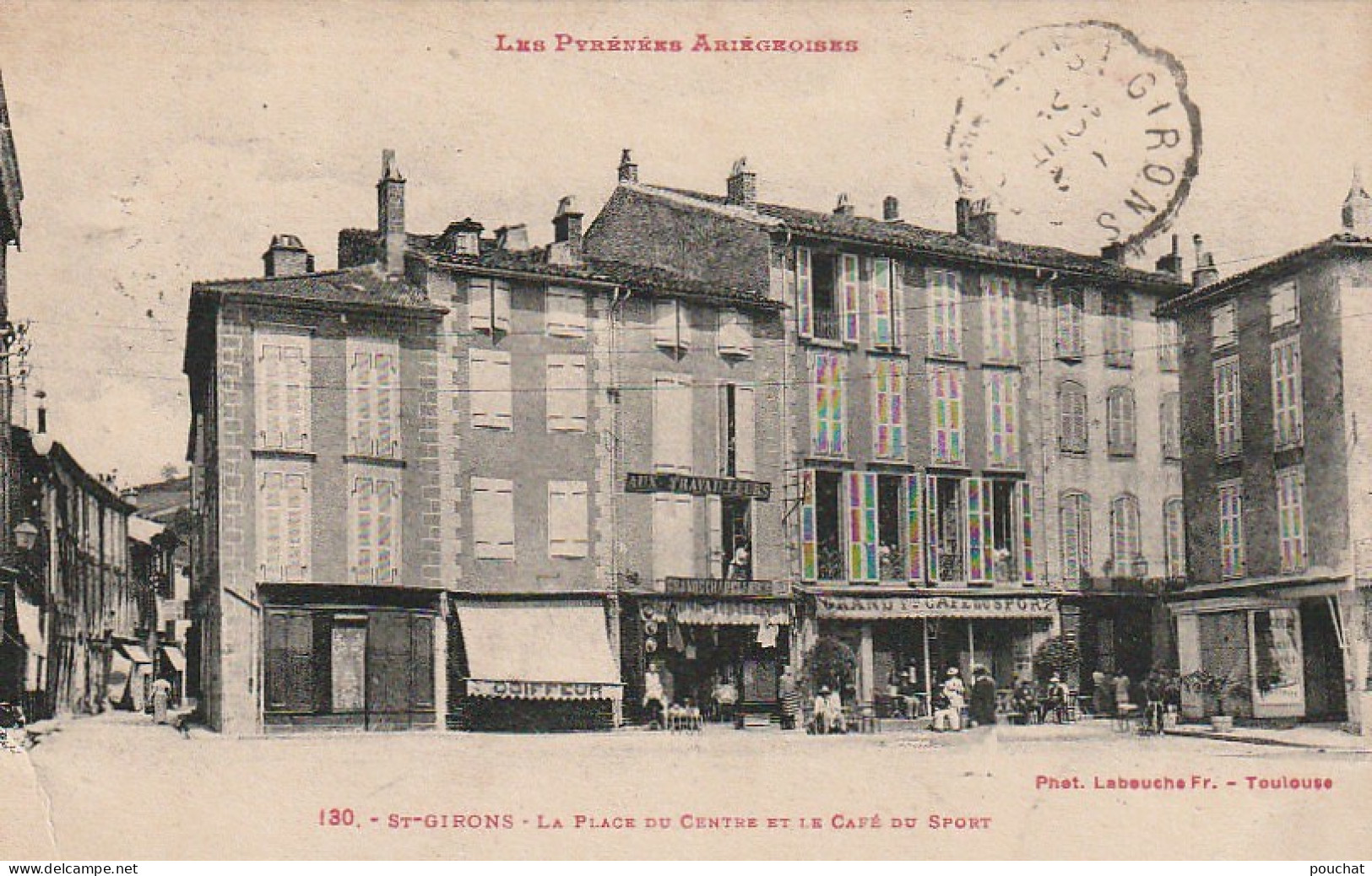 ALnw 12-(09) ST GIRONS - LA PLACE DU CENTRE ET LE CAFE DU SPORT - ANIMATION - 2 SCANS - Saint Girons