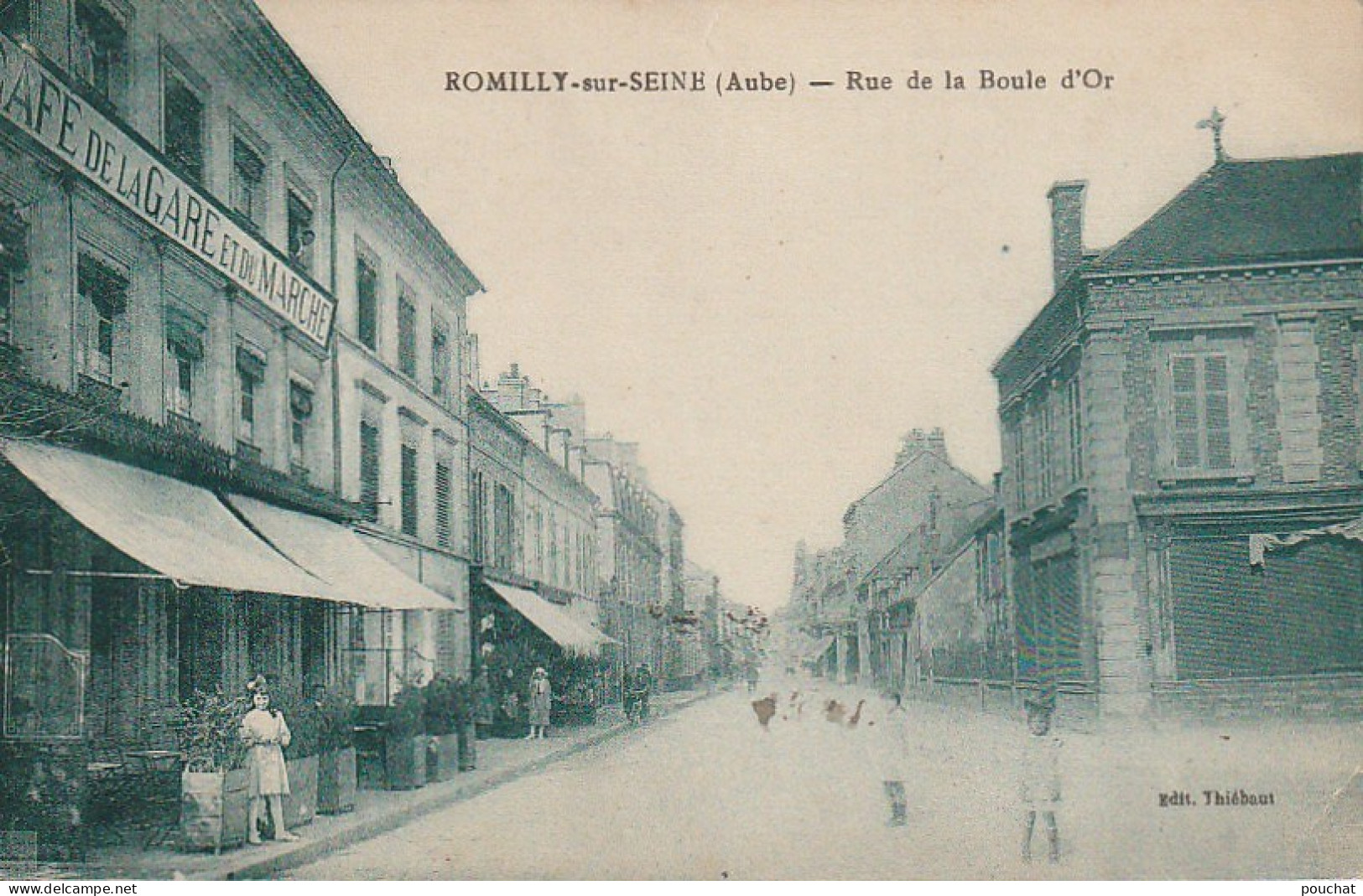 ALnw 13-(10) ROMILLY SUR SEINE - RUE DE LA BOULE D' OR - CAFE DE LA GARE ET DU MARCHE - ANIMATION  - EDIT. THIEBAUT - Romilly-sur-Seine