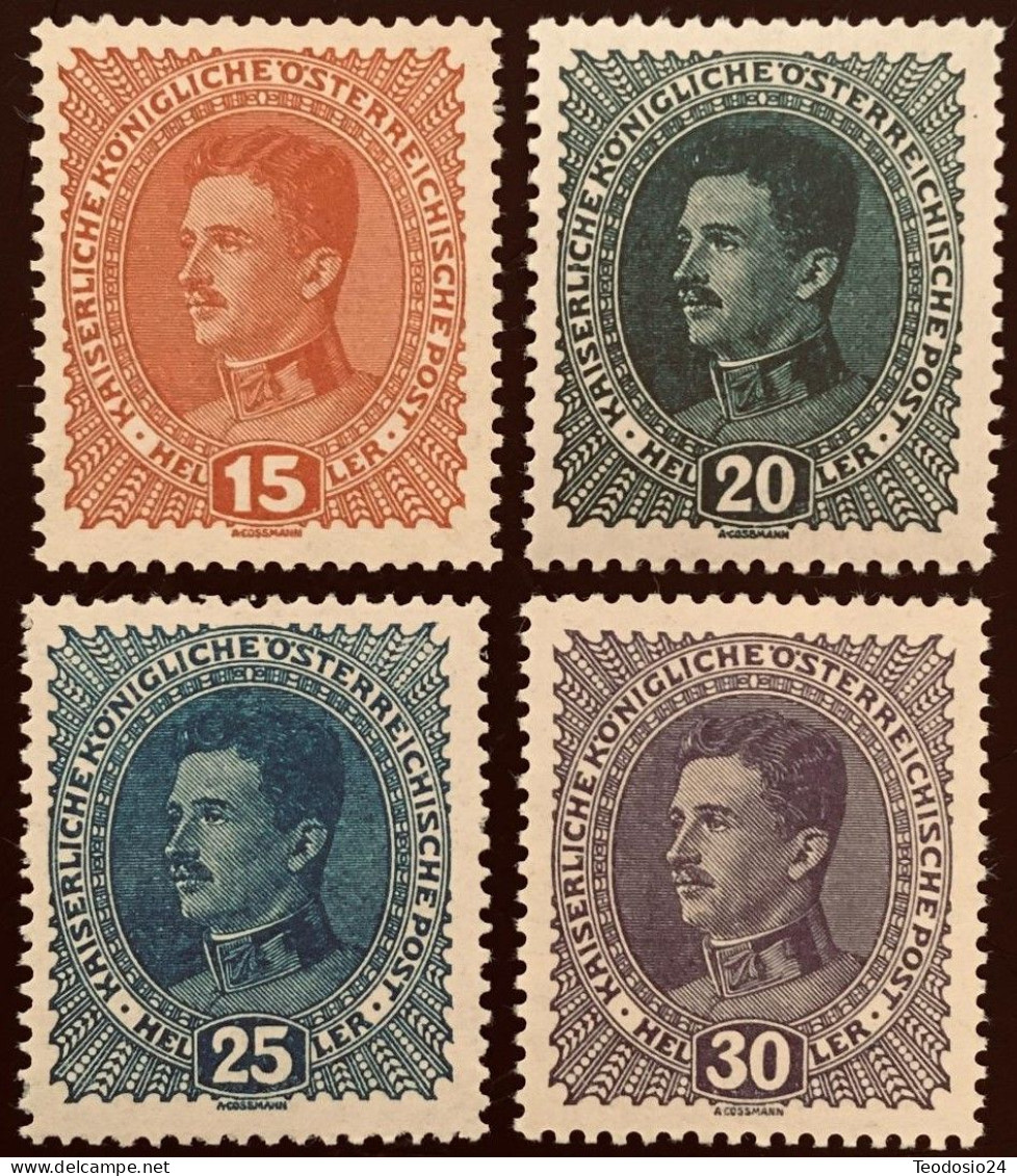 Austria 1917 CARLO I Mi 221-224 ** - Unused Stamps