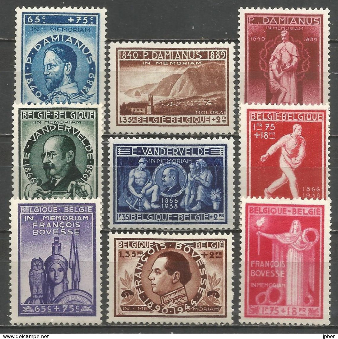 Belgique - Père Damien, Emile Vandervelde, François Bovesse N°728 à 736 * - Unused Stamps