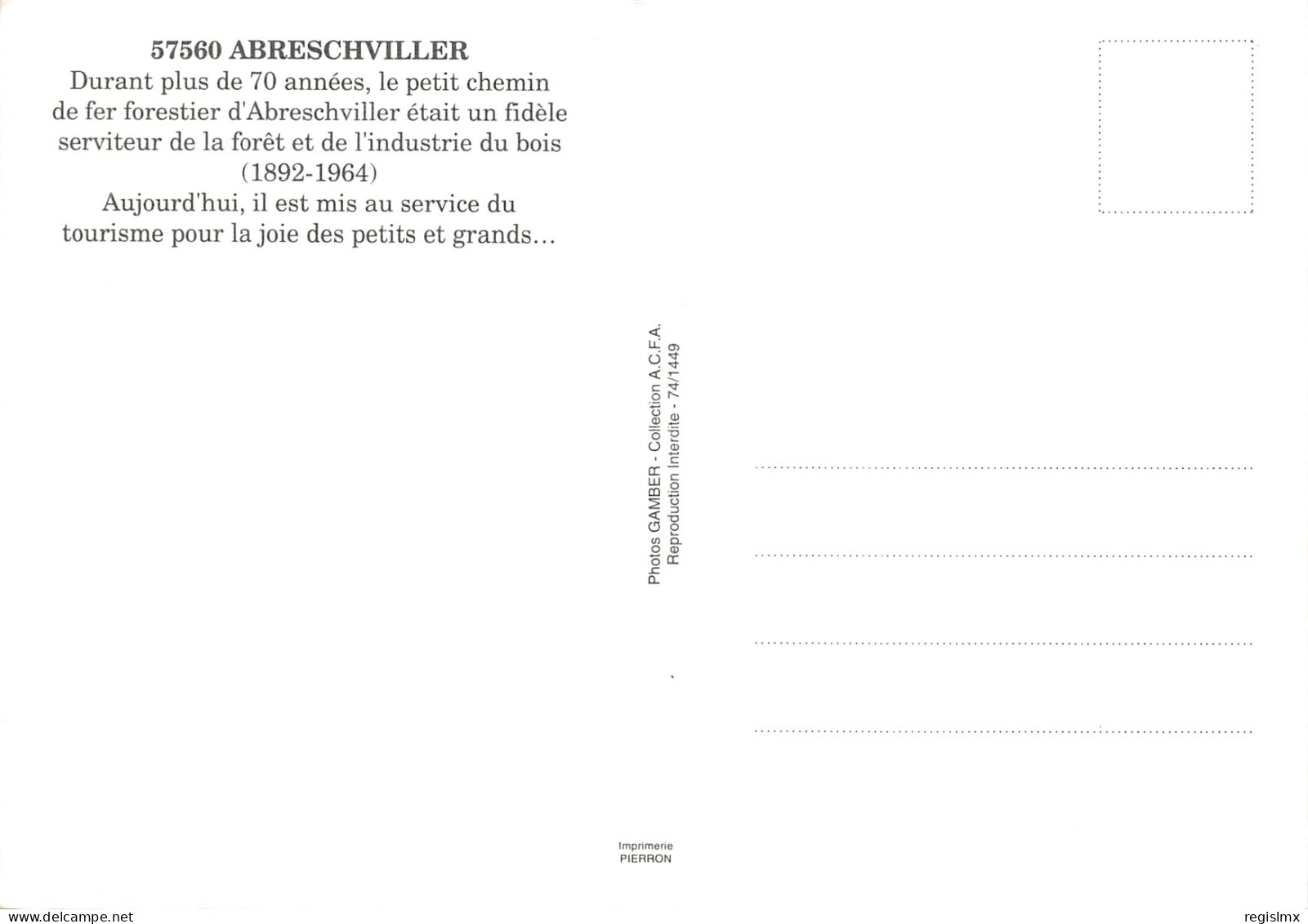 57-ABRESCHVILLER-TRAIN FORESTIER-N°544-B/0381 - Otros & Sin Clasificación