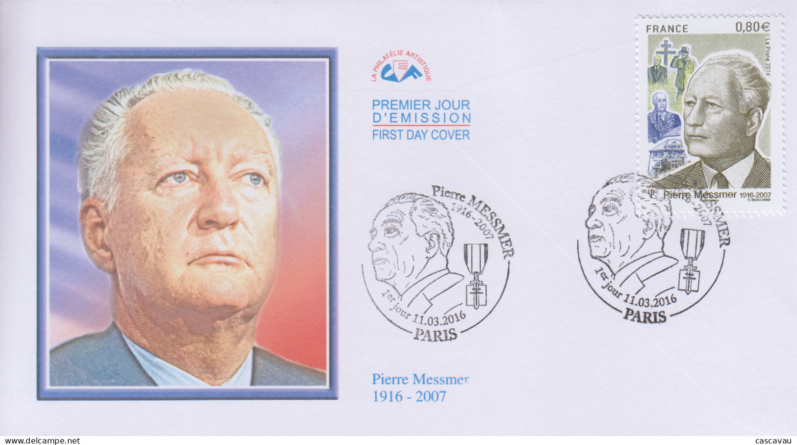 Enveloppe  FDC   1er  Jour   FRANCE    Pierre  MESSMER    PARIS   2016 - 2010-2019