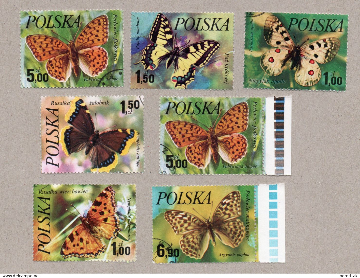 (b05)  Polen - Satz 7 W Gebr - Schmetterlinge Butterfly - Papillons