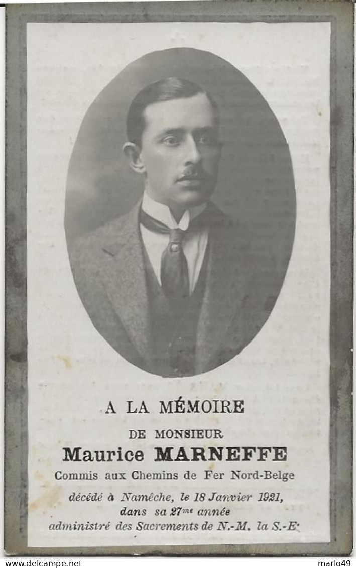 DP. MAURICE MARNEFFE + NAMECHE 1921 - 27 ANS - COMMIS AUX CHEMINS DE FER NORD-BELGE - Religion & Esotericism