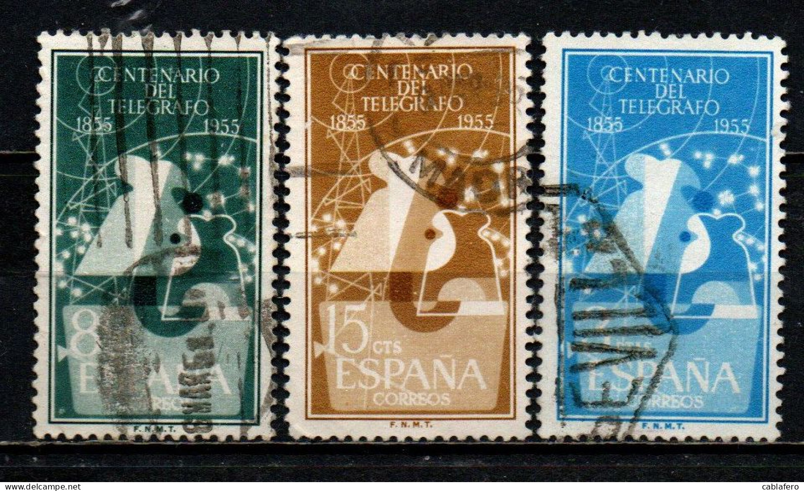 SPAGNA - 1955 - CENTENARIO DEL TELEGRAFO - USATI - Usados