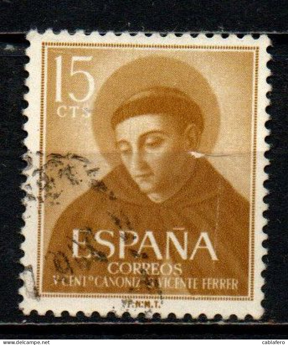 SPAGNA - 1955 - 5° CENTENARIO DELLA CANONIZZAZIONE DI S. VINCENZO FERRER - USATO - Gebraucht