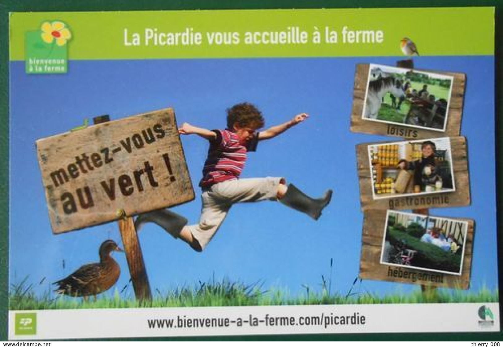 F115  Carte Postale Publicité La Picardie Vous Accueille à La Ferme Mettez Vous Au Vert - Picardie