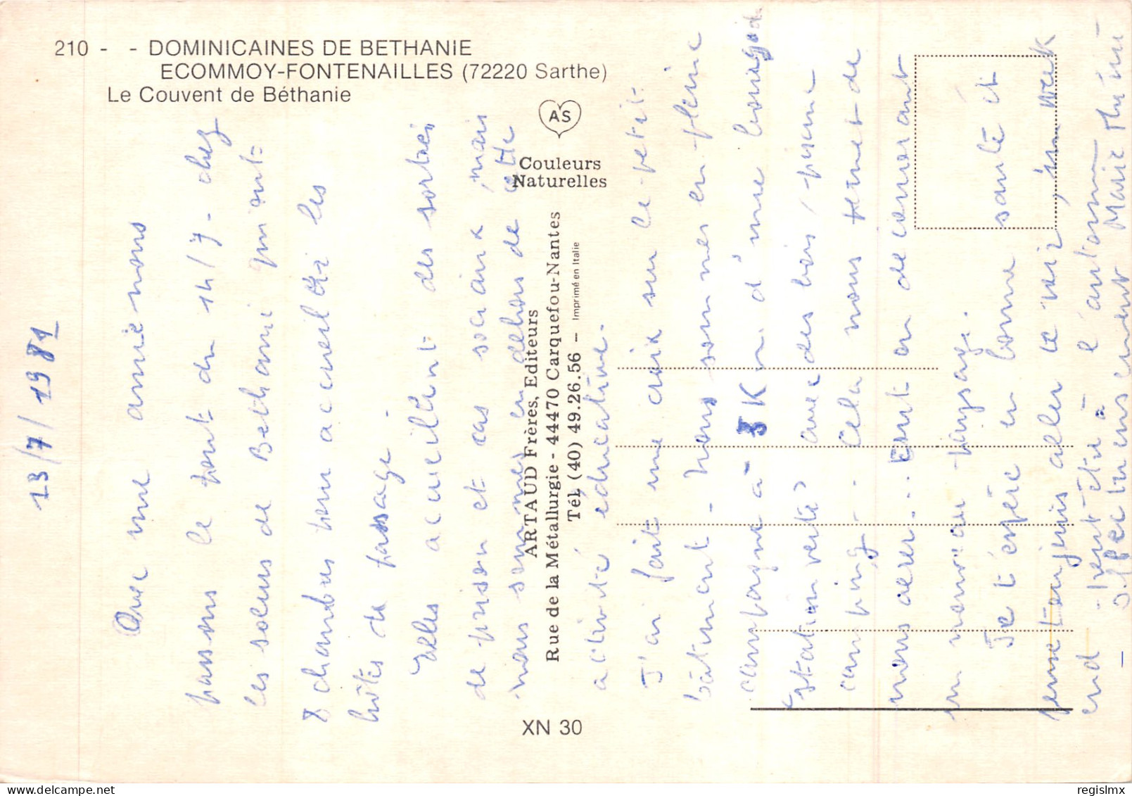 72-ECOMMOY FONTENAILLES-DOMINICAINES DE BETHANIE-N°546-A/0093 - Ecommoy