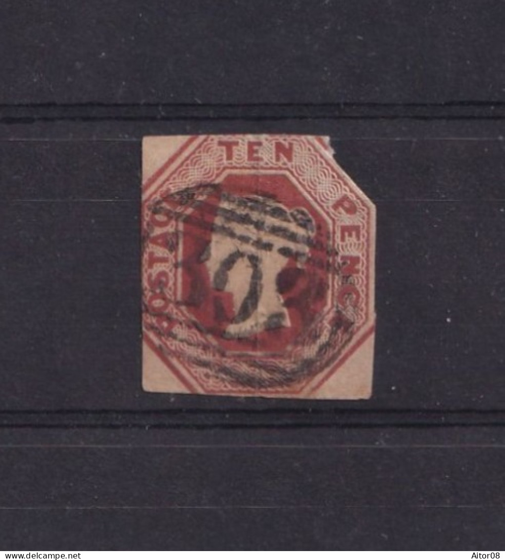 TIMBRES N° 6  DE 10 PENCE .TRES FORTE COTE.UN COIN MANQUANT .A VOIR DE PRES.. INTERESSANT. . - Usados