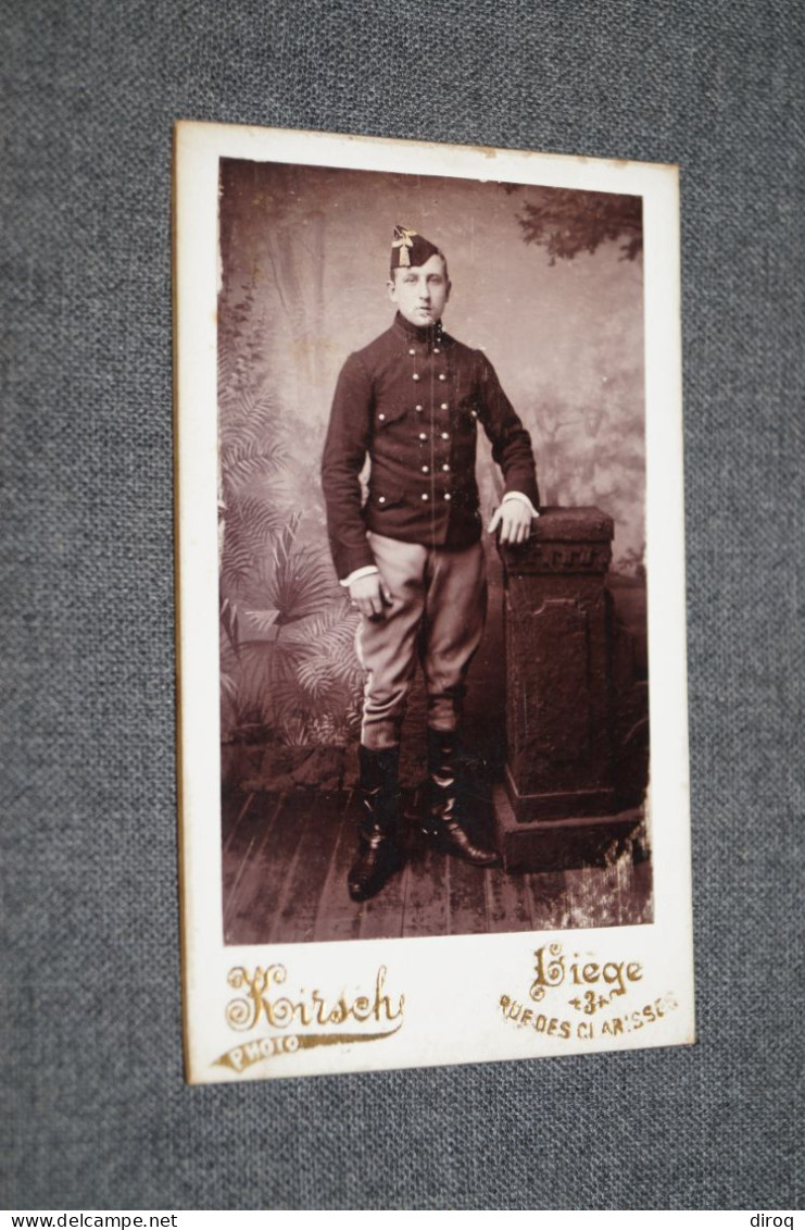 Superbe Ancienne Photo Carton,militaire,photo Kirsch Liège, 10,5 Cm. Sur 6,5 Cm. - Antiche (ante 1900)