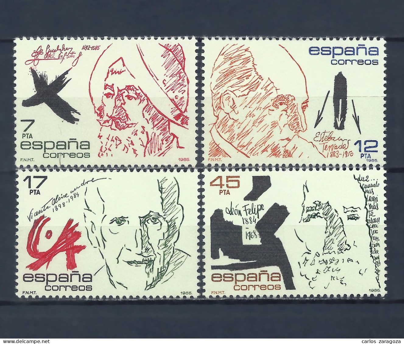 1985 ESPAÑA — PERSONAJES ** 2806/2809, YT 2425/2428, Mi 2690/2693 Serie Completa - Unused Stamps