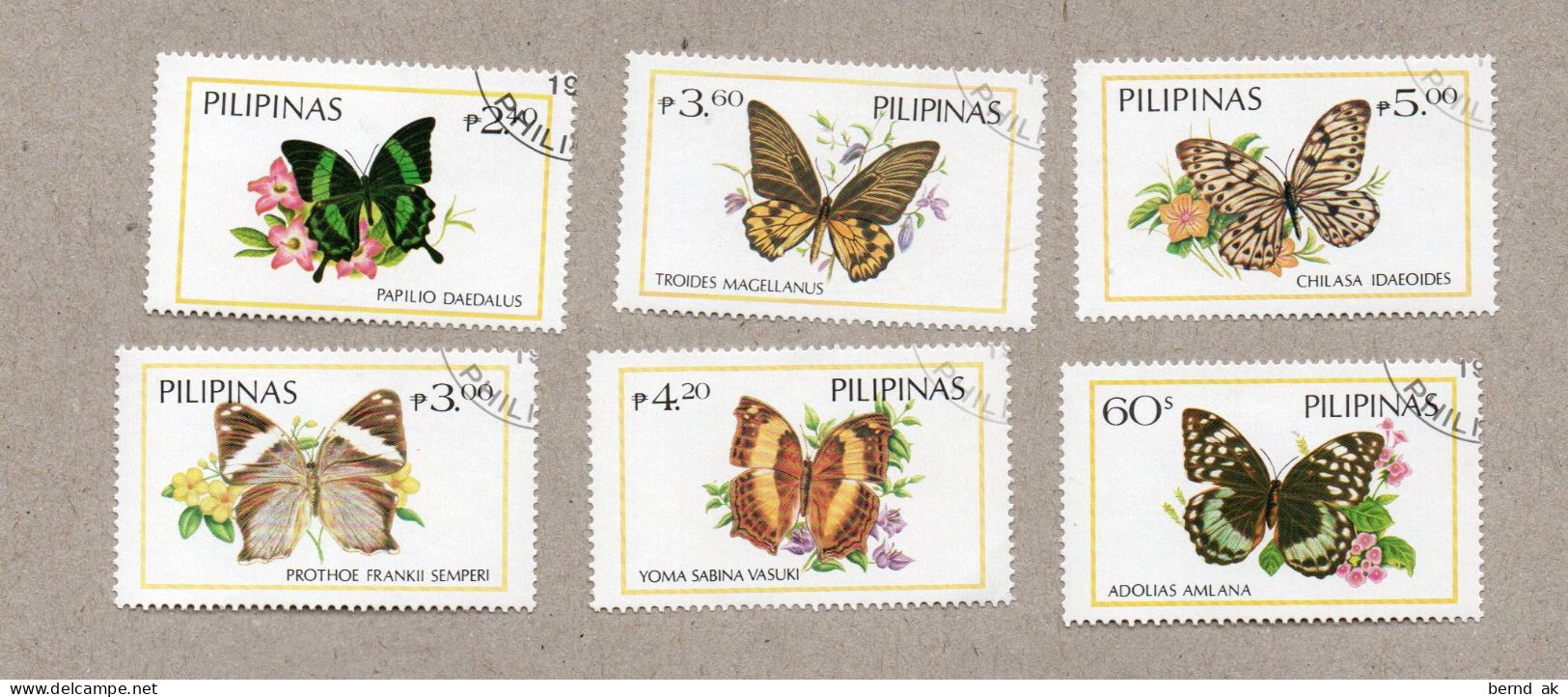 (b05)  Pilipinas - Satz 6 W Gebr - Schmetterlinge Butterfly - Papillons