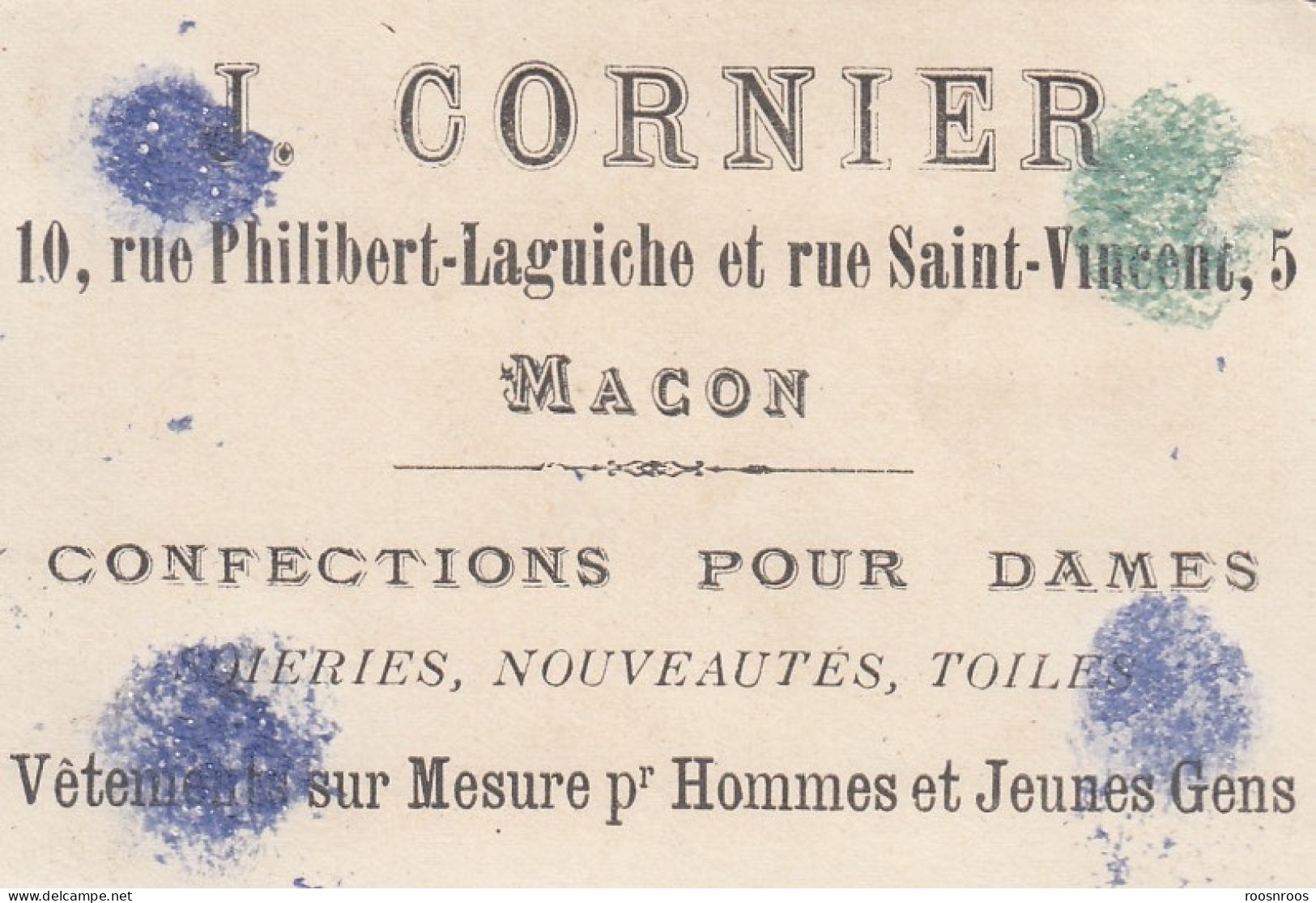 CHROMO PUBLICITAIRE  J. CORNIER CONFECTION POUR DAMES A MACON - MARCHAND DE COCO - Andere & Zonder Classificatie