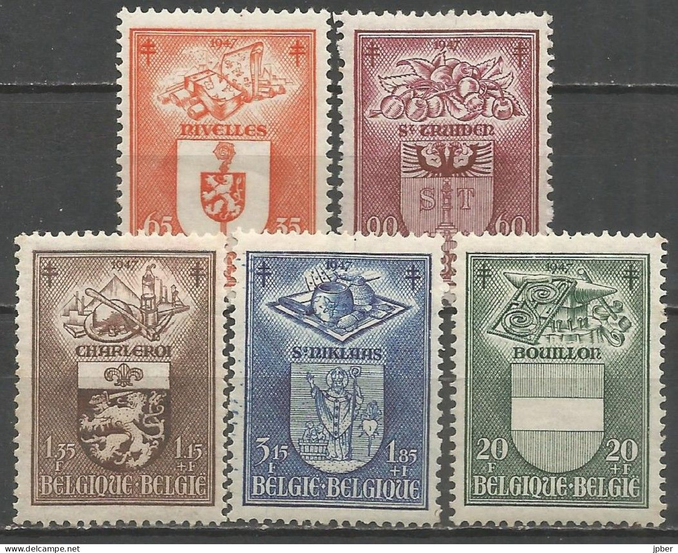 Belgique - Armoiries Et Industries Nivelles, Saint-Trond, Charleroi, Saint-Nicolas, Bouillon N°756à760 * - Unused Stamps