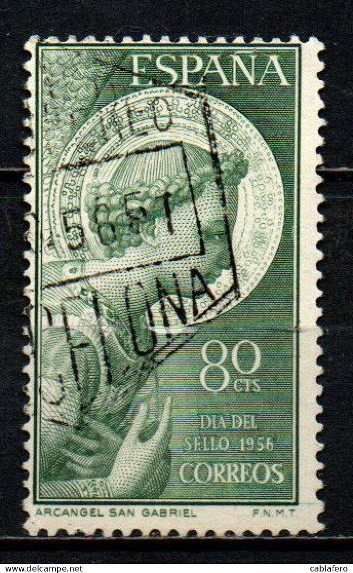 SPAGNA - 1956 - ARCANGELO GABRIELE - GIORNATA DEL FRANCOBOLLO - USATO - Used Stamps