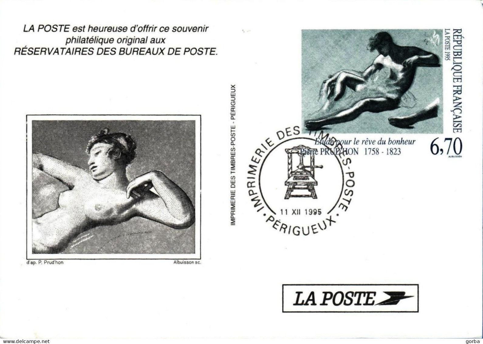 *Carte Souvenir Entier Postal - Pierre Prud'hon - Cachet Périgueux - Pseudo-entiers Officiels