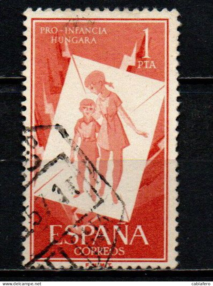 SPAGNA - 1956 - PRO INFANZIA UNGHERESE - USATO - Gebruikt