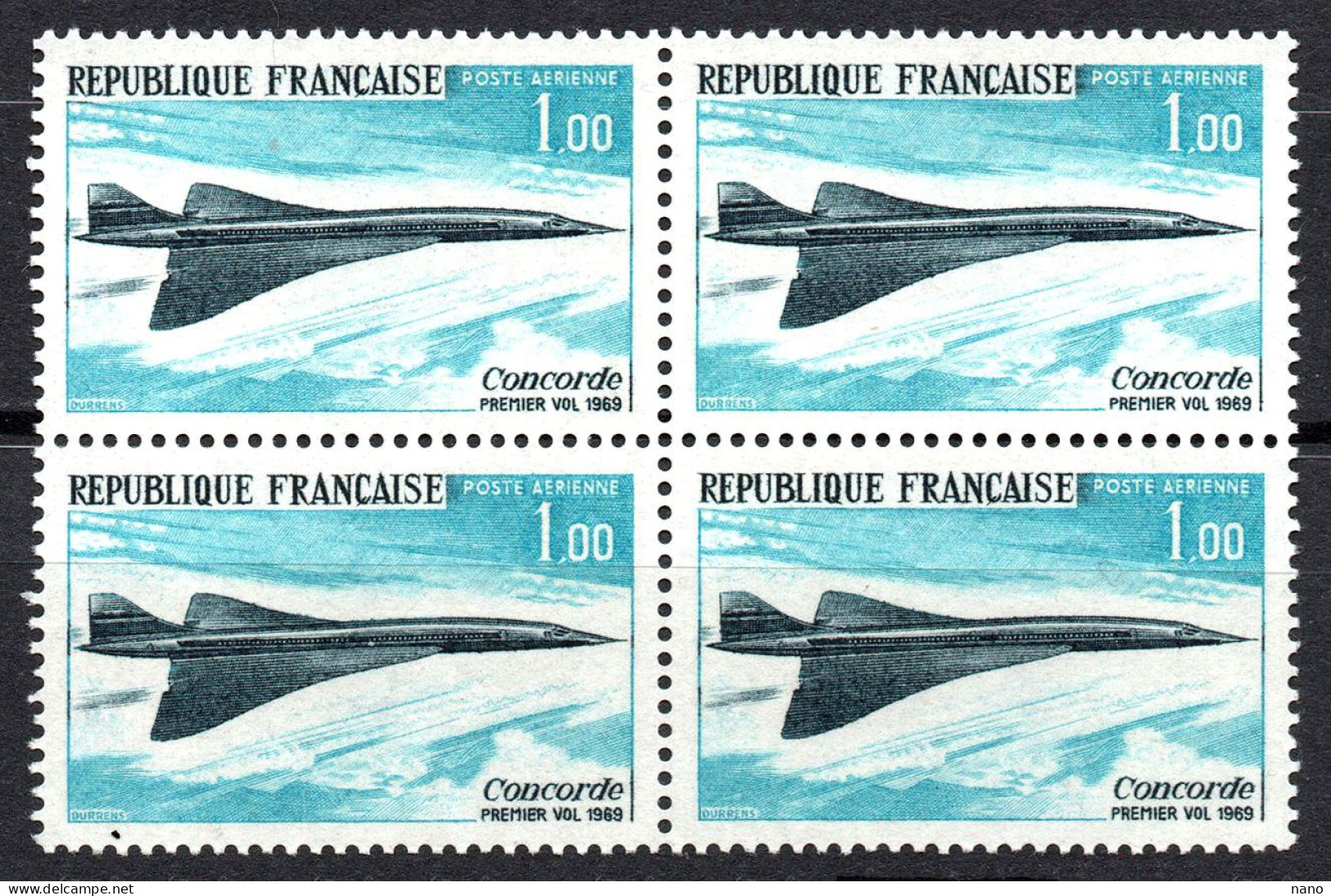 Année 1969 - Y&T N°43 - Premier Vol De L'avion Supersonique « Concorde ». Bloc De 4 Ex. Neuf ** - 1960-.... Nuevos