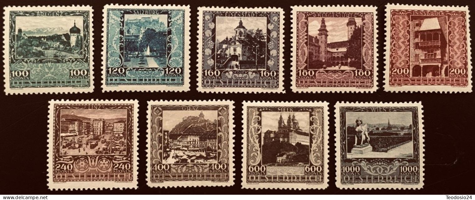 Austria  1923. Ciudades Mi. 433 A 441 * Vc 135 € - Unused Stamps