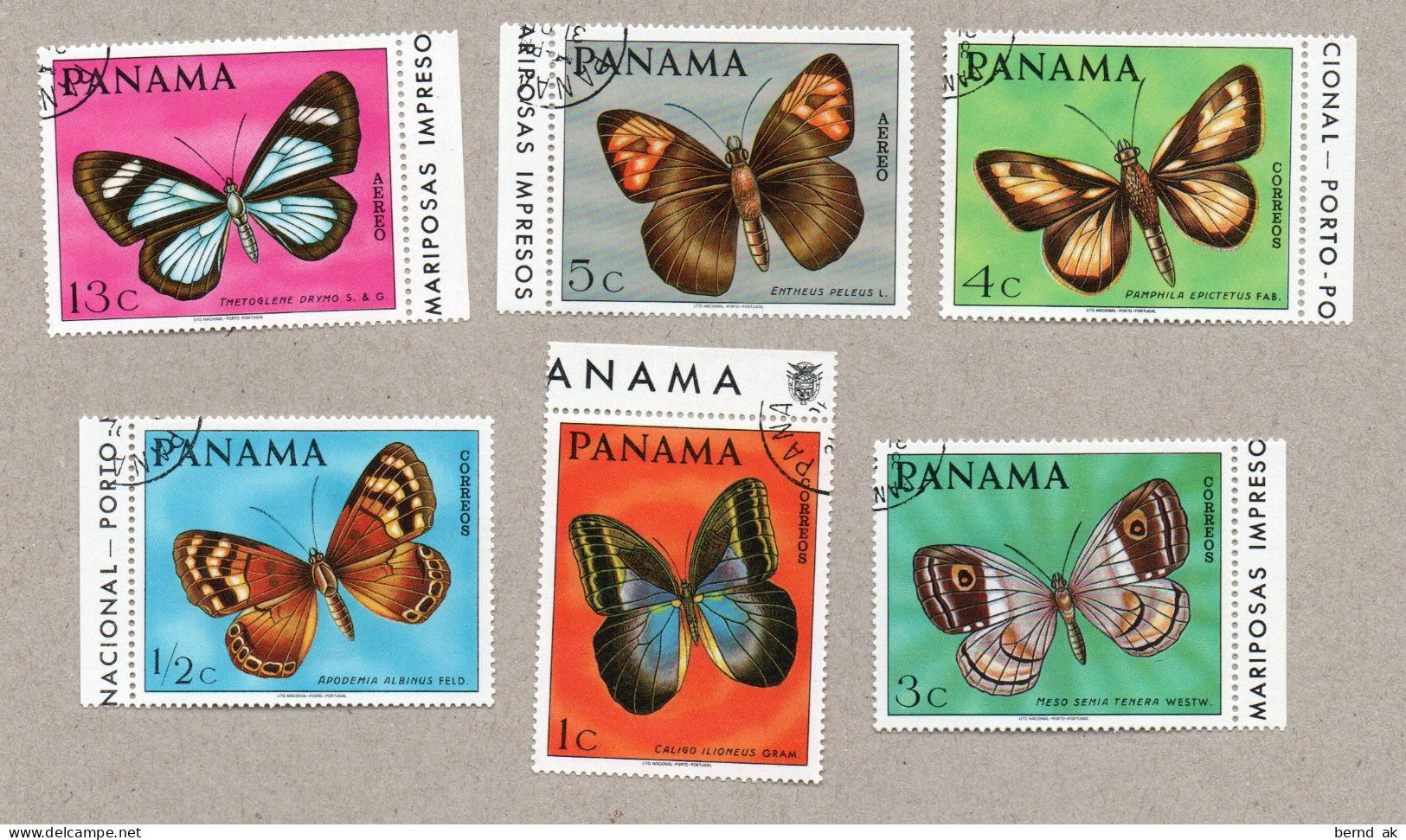 (b05)  Panama - Satz 6 W Gebr - Schmetterlinge Butterfly - Mariposas