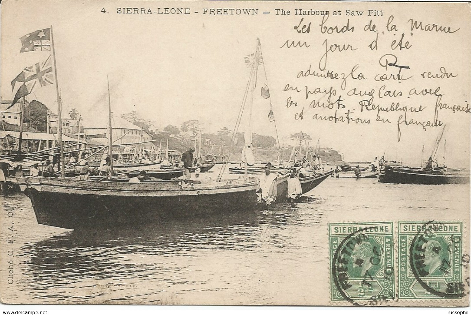 SIERRA LEONE - FREETOWN - THE HARBOUR AT SAW PITT - CLICHE C.F.A.O. REF #4 - 1910 - Sierra Leone