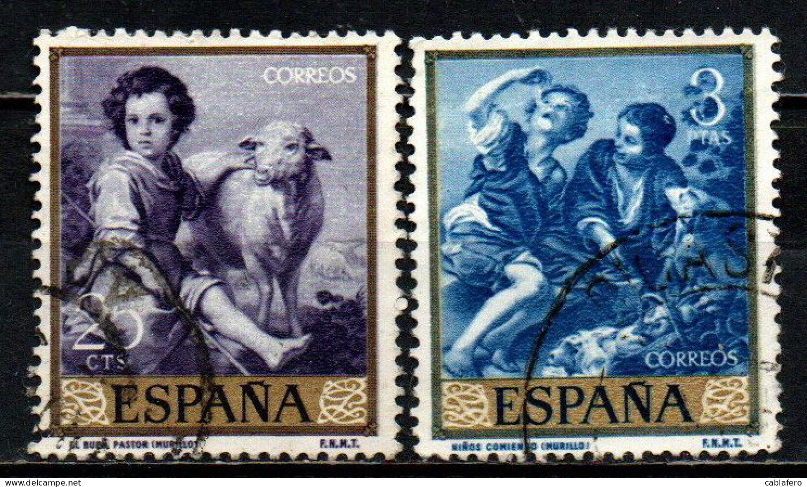 SPAGNA - 1960 - DIPINTI DI BARTOLOMEO E. MURILLO (1617-1682) - USATI - Used Stamps