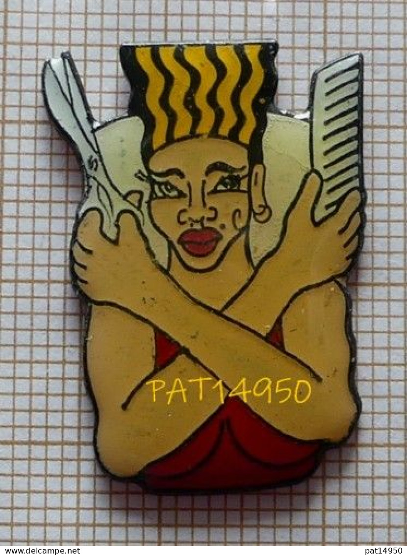 PAT14950 PIN UP BLONDE PUNK COIFFEUSE PEIGNE CISEAUX - Pin-ups