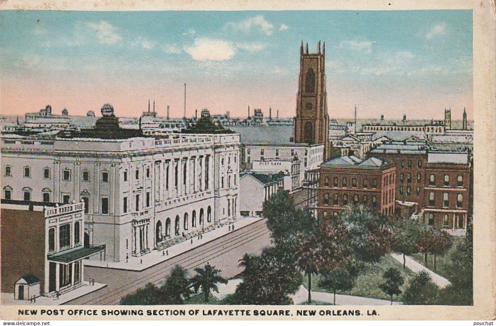 BE Nw2 - NEW POST OFFICE SHOWING SECTION OF LAFAYETTE SQUARE , NEW ORLEANS ( LOUISIANA ) - 2 SCANS - New Orleans