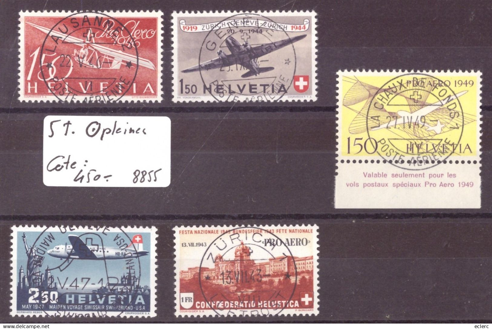 POSTE AERIENNE - 5 TIMBRES AVEC OBLITERATIONS PLEINES PREMIER JOUR - COTE: 450.- - Used Stamps