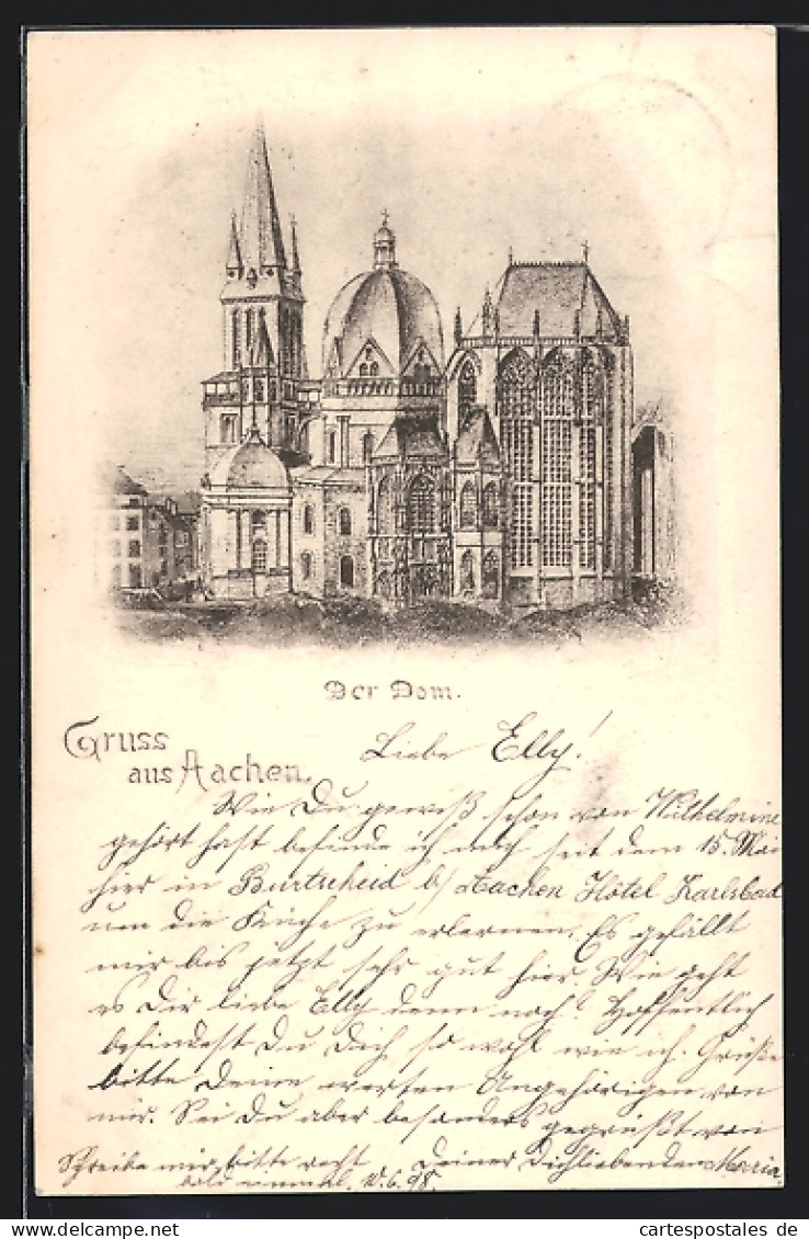 Lithographie Aachen, Der Dom  - Aken