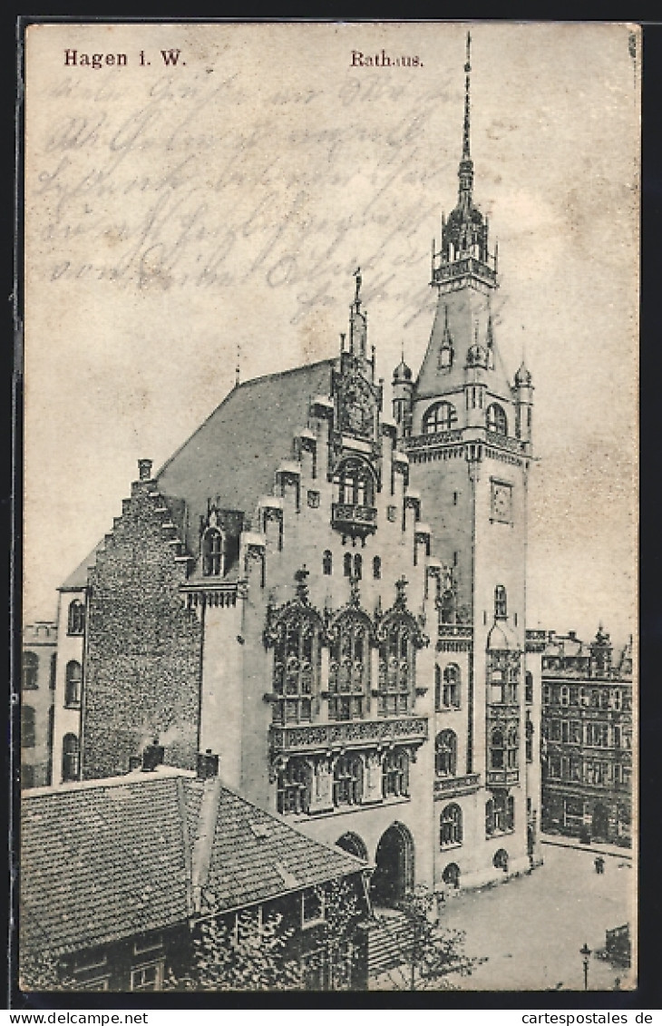 AK Hagen I. W., Rathaus Mit Strassenpartie  - Hagen