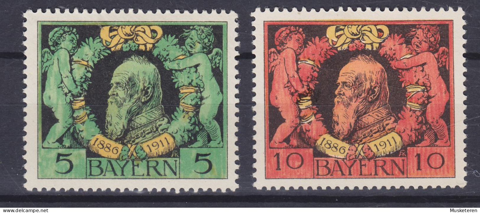 Bayern 1911 Mi. 92-93 A, Regentschaft Von Prinzregent Luitpold Complete Set, MH* - Ungebraucht