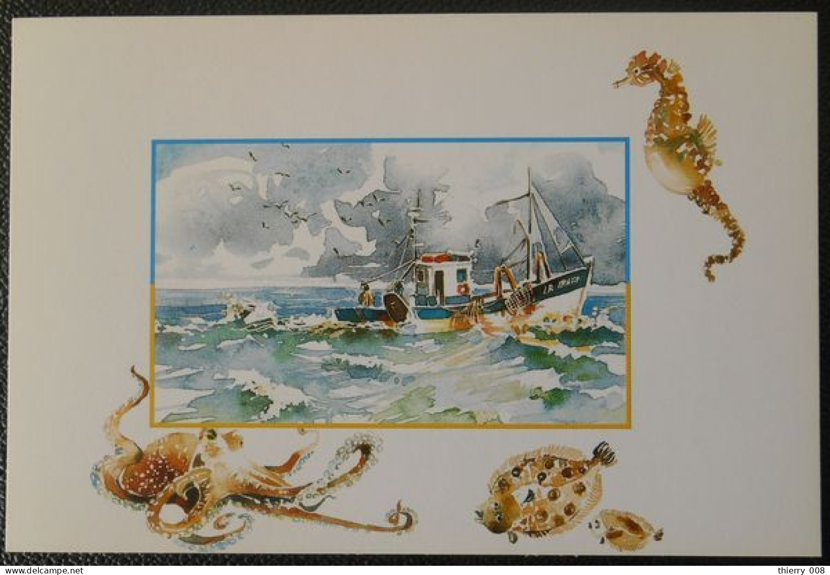 F97  Carte Postale  L'hippocampe  Aquarelle De Nicole Massiaux - Peintures & Tableaux