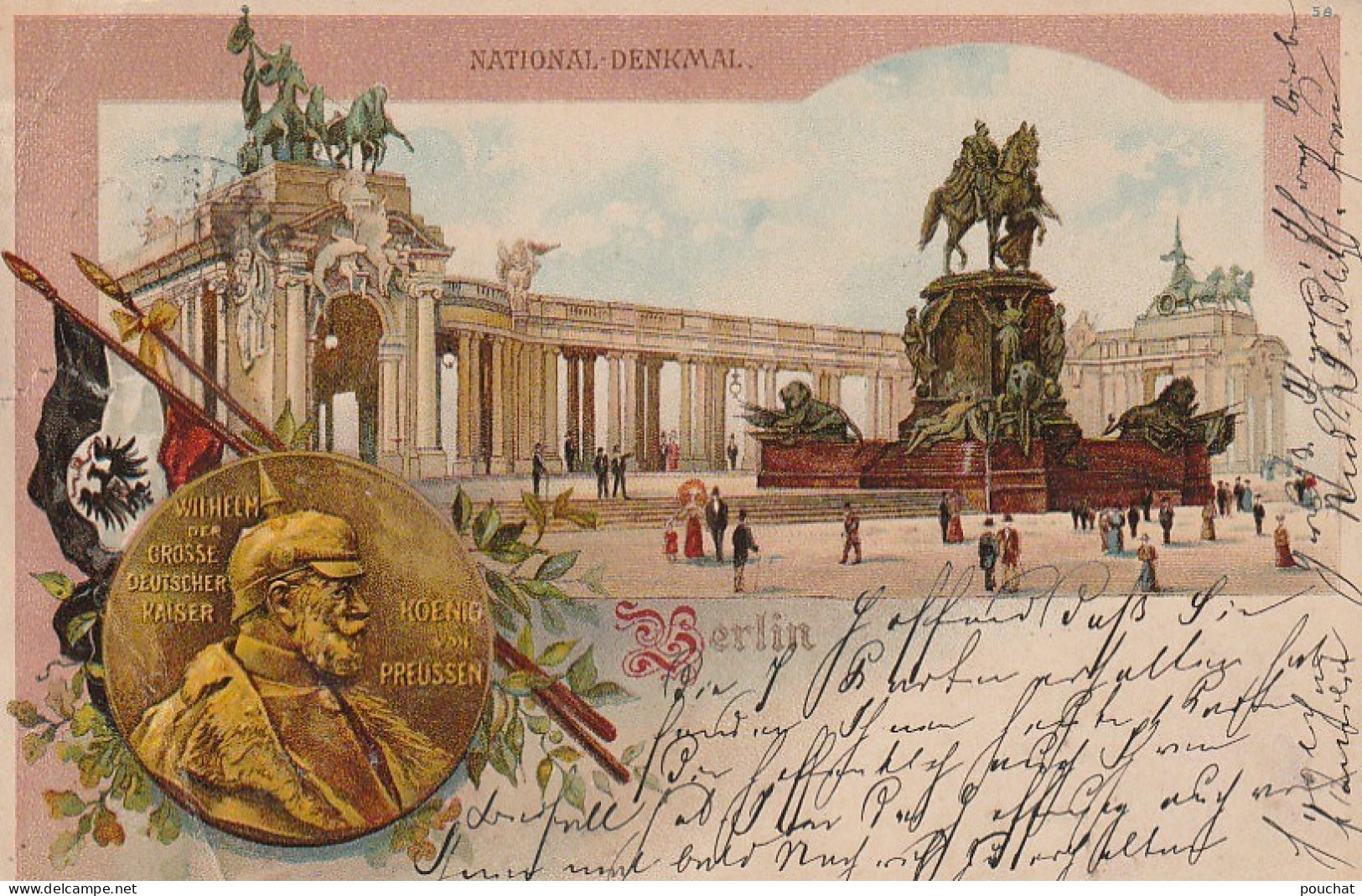 BE 28- BERLIN - NATIONAL DENKMAL - KAISER WILHEM - LITHO. - 2 SCANS - Sonstige & Ohne Zuordnung