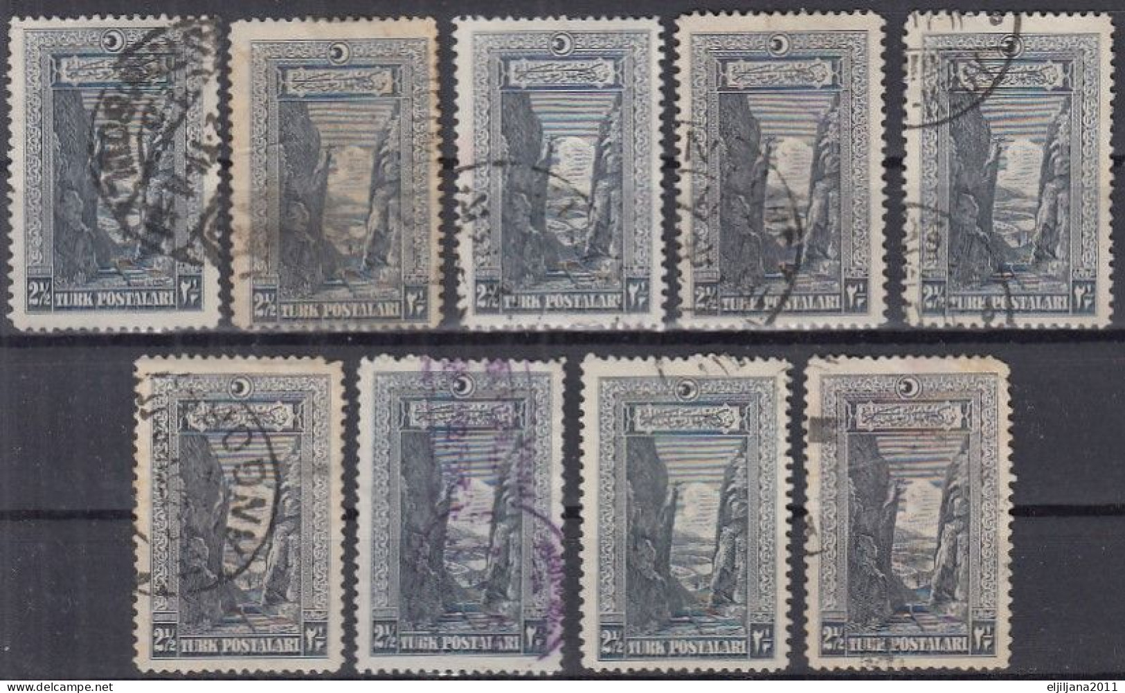 Turkey / Türkei 1926 ⁕ Sakarya Canyon (Sakarya-Schlucht)  2 ½ Ghr. Mi.847 ⁕ 9v Used - Used Stamps