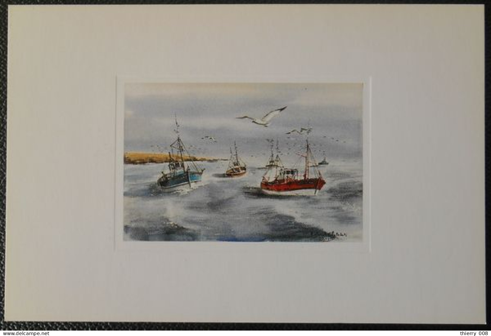 F100  Carte Postale  Retour De Pêche  Aquarelle De Roland Chételat - Schilderijen