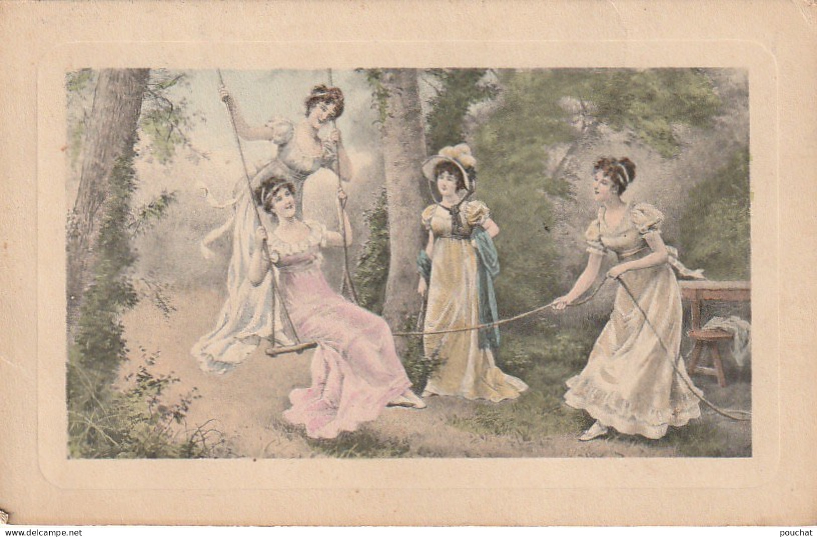 CE 30- PARTIE DE BALANCOIRE - GROUPE DE JEUNES FEMMES - ILLUSTRATEUR ( N° 183 ) - CARTE COLORISEE  - 1900-1949