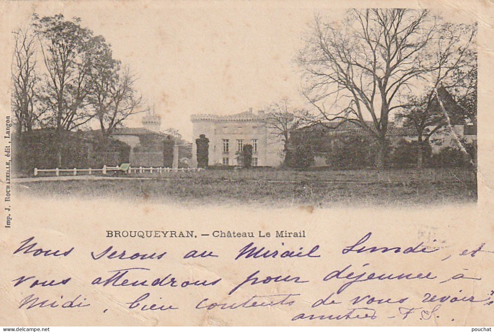 CE 31-(33) BROUQUEYRAN - CHATEAU LE MIRAIL - 2 SCANS - Sonstige & Ohne Zuordnung